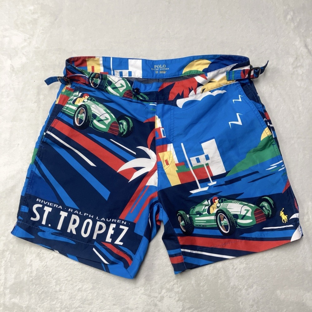 Rare Polo Ralph Lauren Swim Shorts Men's 30 Riviera St Tropez AOP Colourful
